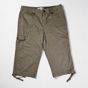 Croft & Barrow Cargo Capris Womens 12 Green Stretch Natural Fit